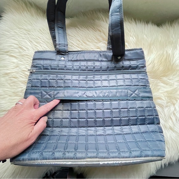 LUG Blue Taxicab Quilted Shoulder Bag Travel Tote Large Laptop Bag Personal Item - Picture 6 of 7